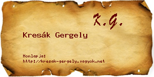 Kresák Gergely névjegykártya